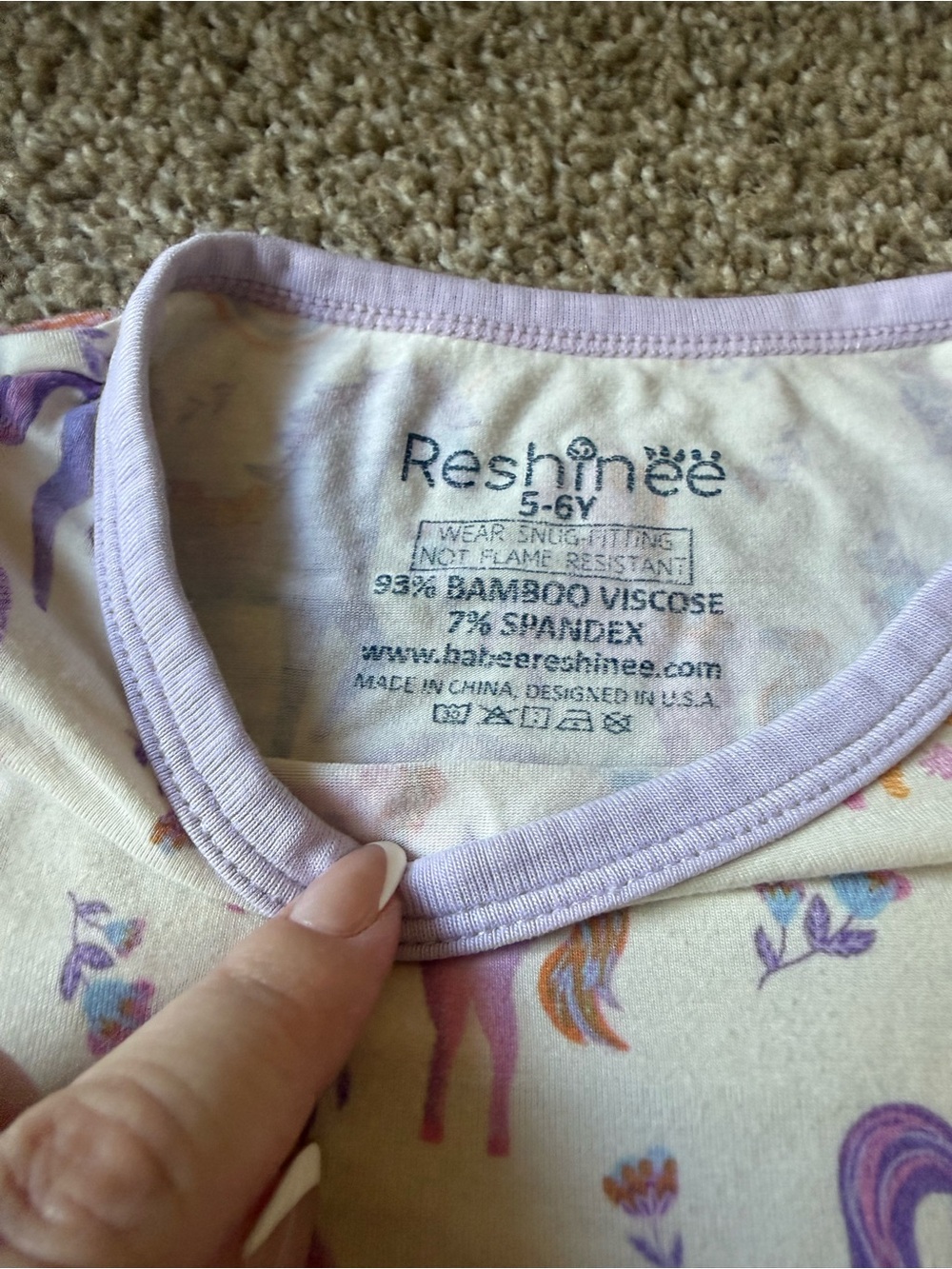 Set of 2 Unicorn Bamboo Viscose Pajamas (5-6y) - Picture 5 of 6